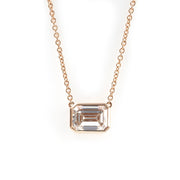 East-west 2 Ct Emerald Cut Lab Diamond Bezel Pendant Necklace - LGG Jewelry